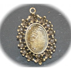 2 supports cabochon bronze ovale  et ses fleurs ciselées 18x24 mm