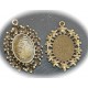 2 supports cabochon bronze ovale  et ses fleurs ciselées 18x24 mm