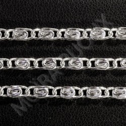 1 metre  de chaine argenté fantaisie torsadées 2,5x6,5mm