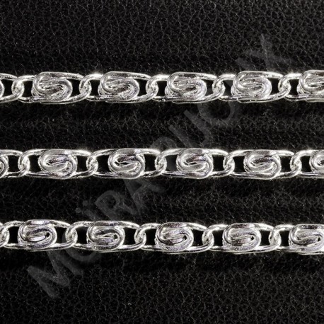 1 metre  de chaine argenté fantaisie torsadées 2,5x6,5mm