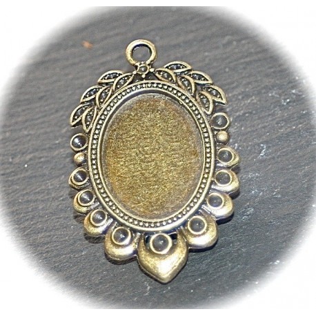 x2 supports cabochon bronze ciselée ovale 18x24mm