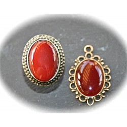 x1 cabochon pierre semi précieuse de cornaline ovale   13x18mm