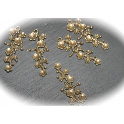 6 breloques fleurs de cerisier du Japon laiton couleur bronze 42mm