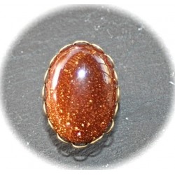 x1 cabochon pierre chocolat pailleté or "goldstone " ovale  18x25mm