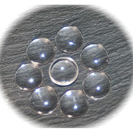 10 cabochons en verre transparent 12mm