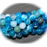 x10 perles d'agate bleu veinée 6mm