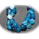 x10 perles d'agate bleu veinée 6mm