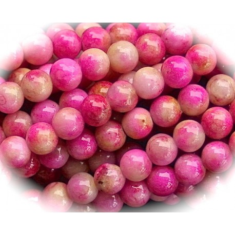 20 perles pierre jade framboise mouchetée orange 4mm