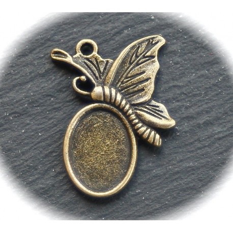 5 supports cabochon papillon 14x10mm
