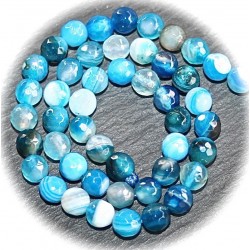 x10 perles d'agate facettée bleu des mers    6mm