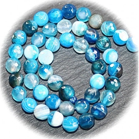 x10 perles d'agate facettée bleu des mers    6mm