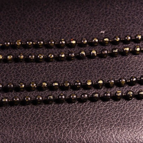 1 mètre chaine laiton plaqué  or facette boule noir /or 1,5mm