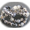x10 perles d'agate "dragon" noir et grise 6mm