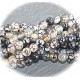 x10 perles d'agate "dragon" noir et grise 6mm