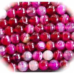 x10 perles d'agate facettée  marbrée rose  10mm