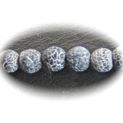 8 perles d'agates craquelées noir de lave 8mm