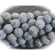 8 perles d'agates craquelées noir de lave 8mm