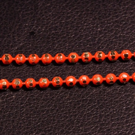 1 mètre chaine laiton facette boule rouge /or 1,5mm