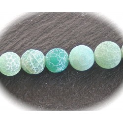 10 perles d'agates craquelées vert des bois 10mm