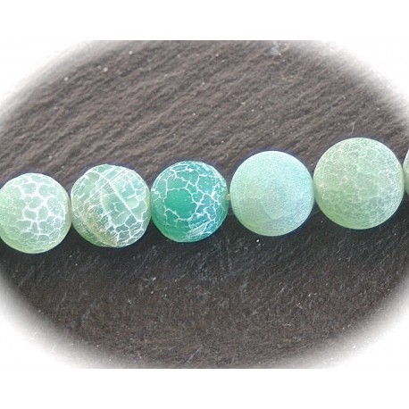 10 perles d'agates craquelées vert des bois 10mm