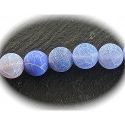 x10perles d'agates craquelées bleu lagon 8mm