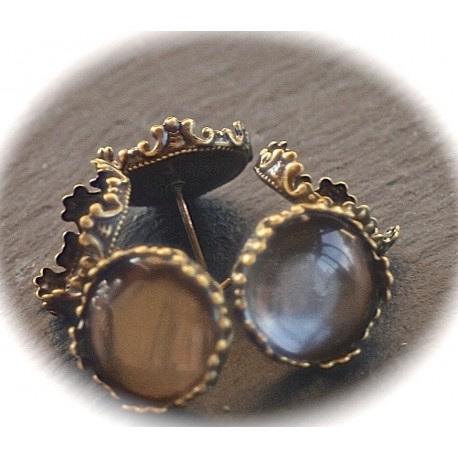 6 supports boucle d'oreille clou support cabochon bronze 14mm