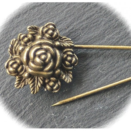 2 supports de broche bronze avec sa rose 57x24mm