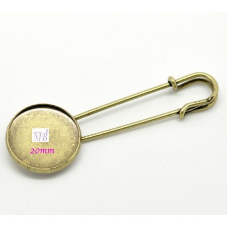 2 supports broche épingle plateau rond bronze 20mm