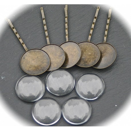 10 supports barrettes bronze  25mm