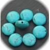 20 perles rondes plate  de turquoise howlite  veinée 12mm diamètre