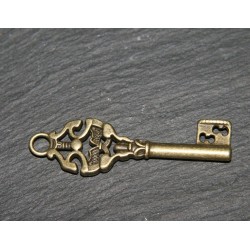 4 breloques clé esprit vintage laiton 50x15mm