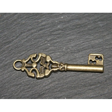 4 breloques clé esprit vintage laiton 50x15mm