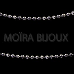 1 mètre chaîne CHC016Y  boule laiton ,1,5MM couleur argent silver clair