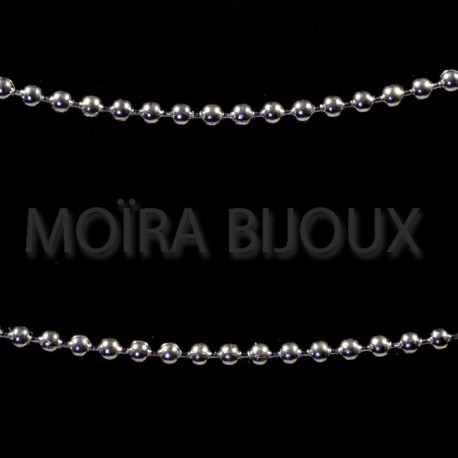 1 mètre chaîne CHC016Y  boule laiton ,1,5MM couleur argent silver clair