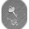 x10 breloques clefs métal argenté mini 17x11mm