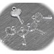 x10 breloques clefs métal argenté mini 17x11mm