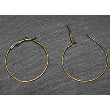 1 paire  de créole laiton bronze ronde de diamètre  35mm
