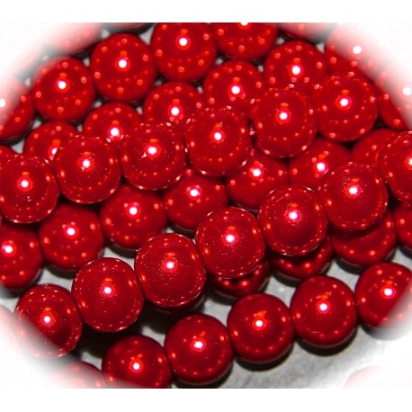20 perles de verre nacrée rouge cerise  8mm