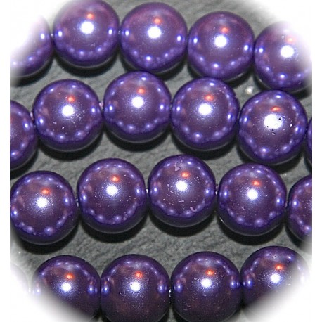 20 perles de verre nacrée violine 10mm