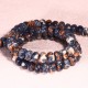 10 perles de jade océanique  boulier bleu marbré blanc ocre 6x4mm