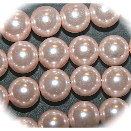 20 perles de verre nacrée rose pâle 10mm