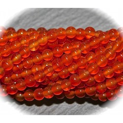 x20 perles de cornaline orangé ronde  diamètre  4mm