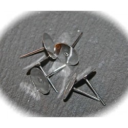 10 supports boucles d'oreille puces metal argenté  12x10mm