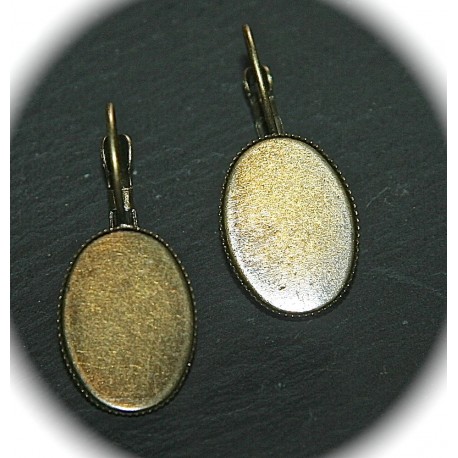 6 supports boucle d'oreille cabochon  bronze 13x18mm