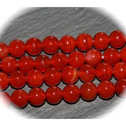 10 perles de cornaline rouge orangé diamètre 6mm
