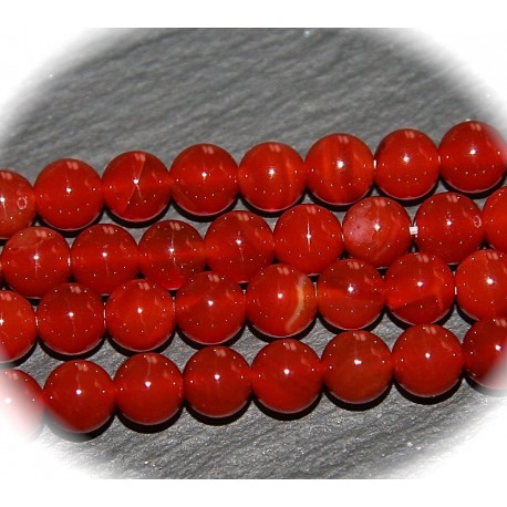10 perles de cornaline rouge orangé diamètre 6mm