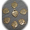 x20 breloques coeur laiton "made with love " 10x12,2mm
