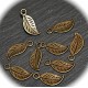 20 breloques feuilles bronze finement ciselée 17x8mm