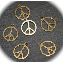 x10 breloques laiton "peace and love "17,5mm