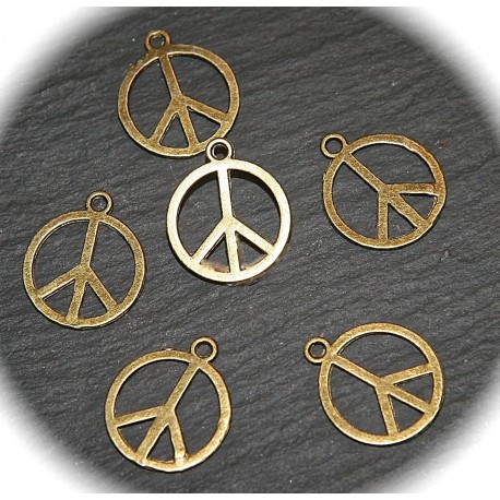 x10 breloques laiton "peace and love "17,5mm